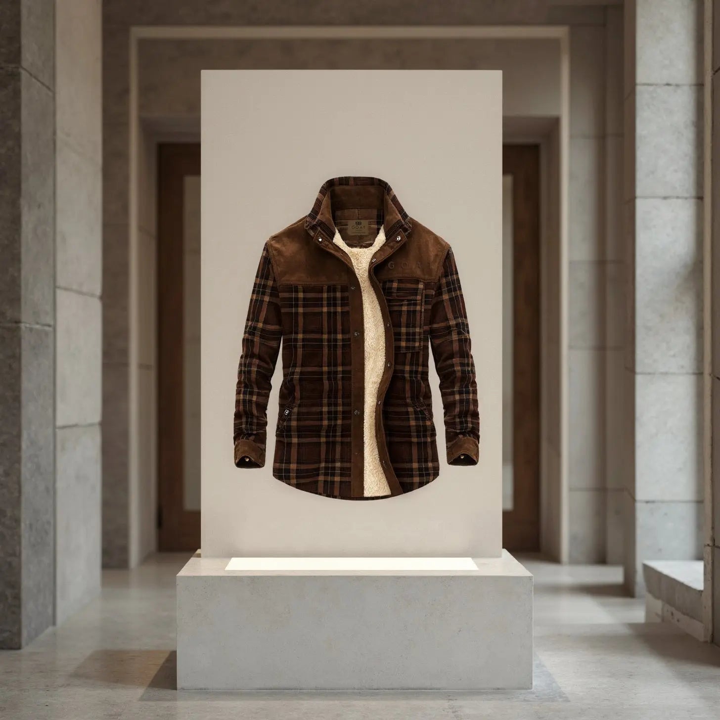 Plaid jacket with fleece lining
