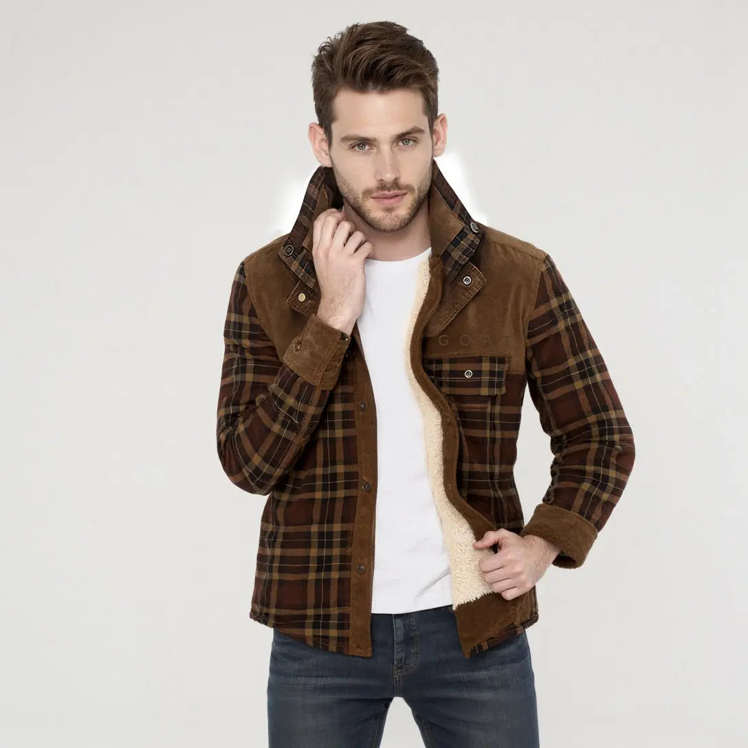 Plaid jacket with fleece lining