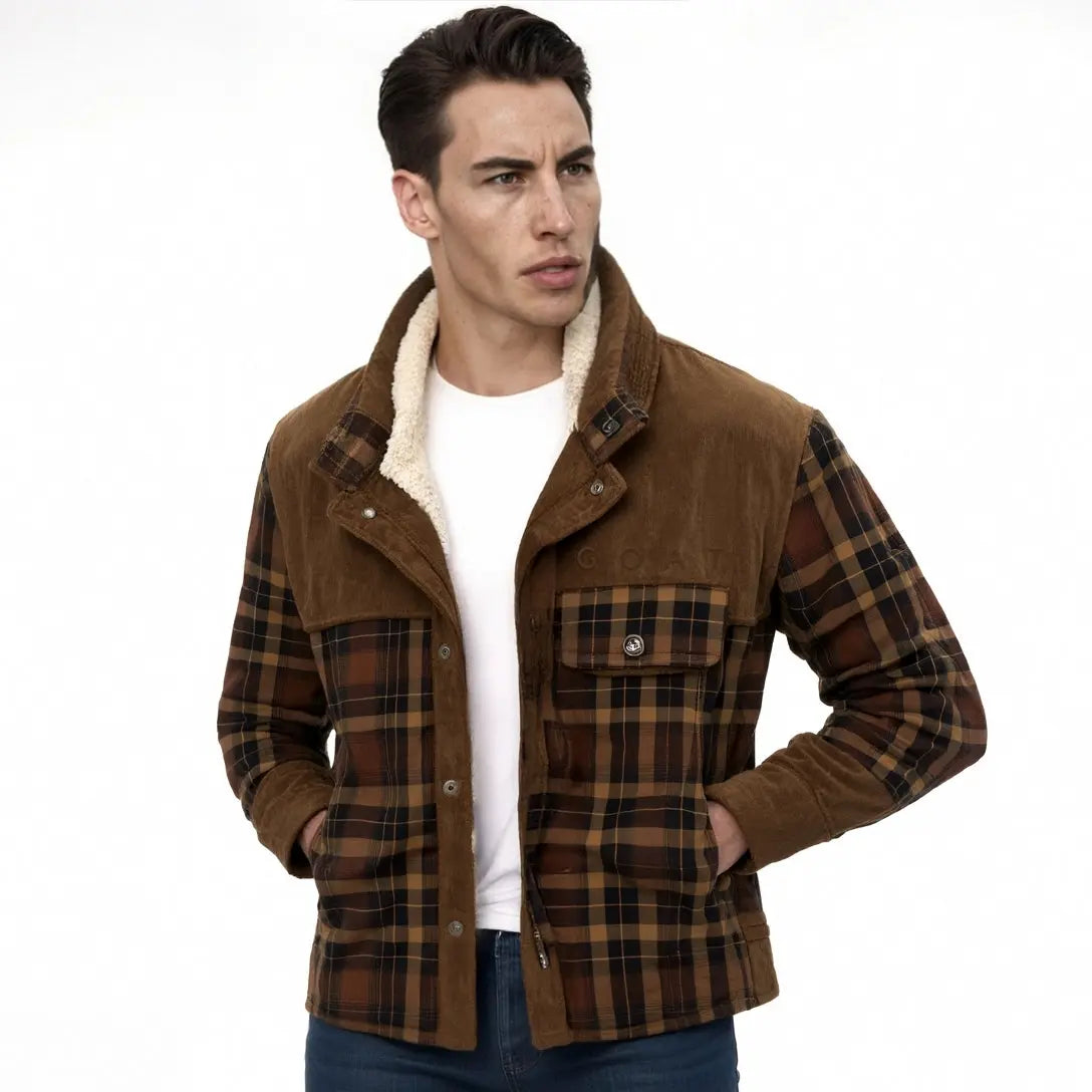 Plaid jacket with fleece lining