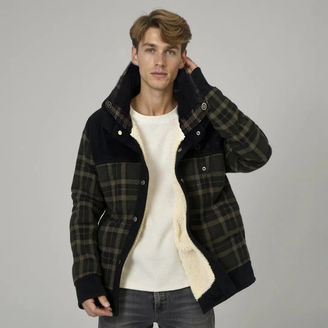 Plaid jacket with fleece lining
