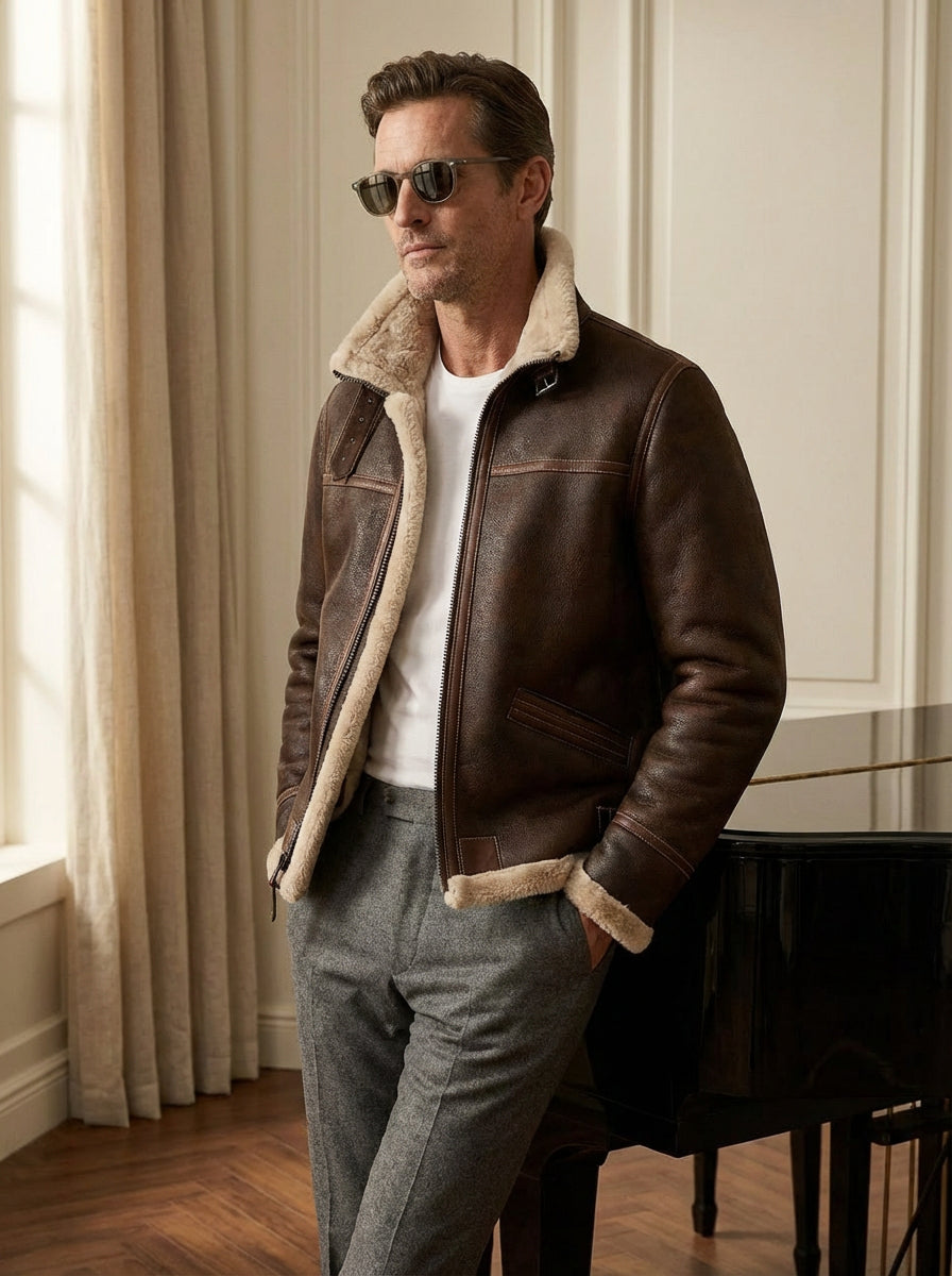 Chaqueta de cuero de chancho