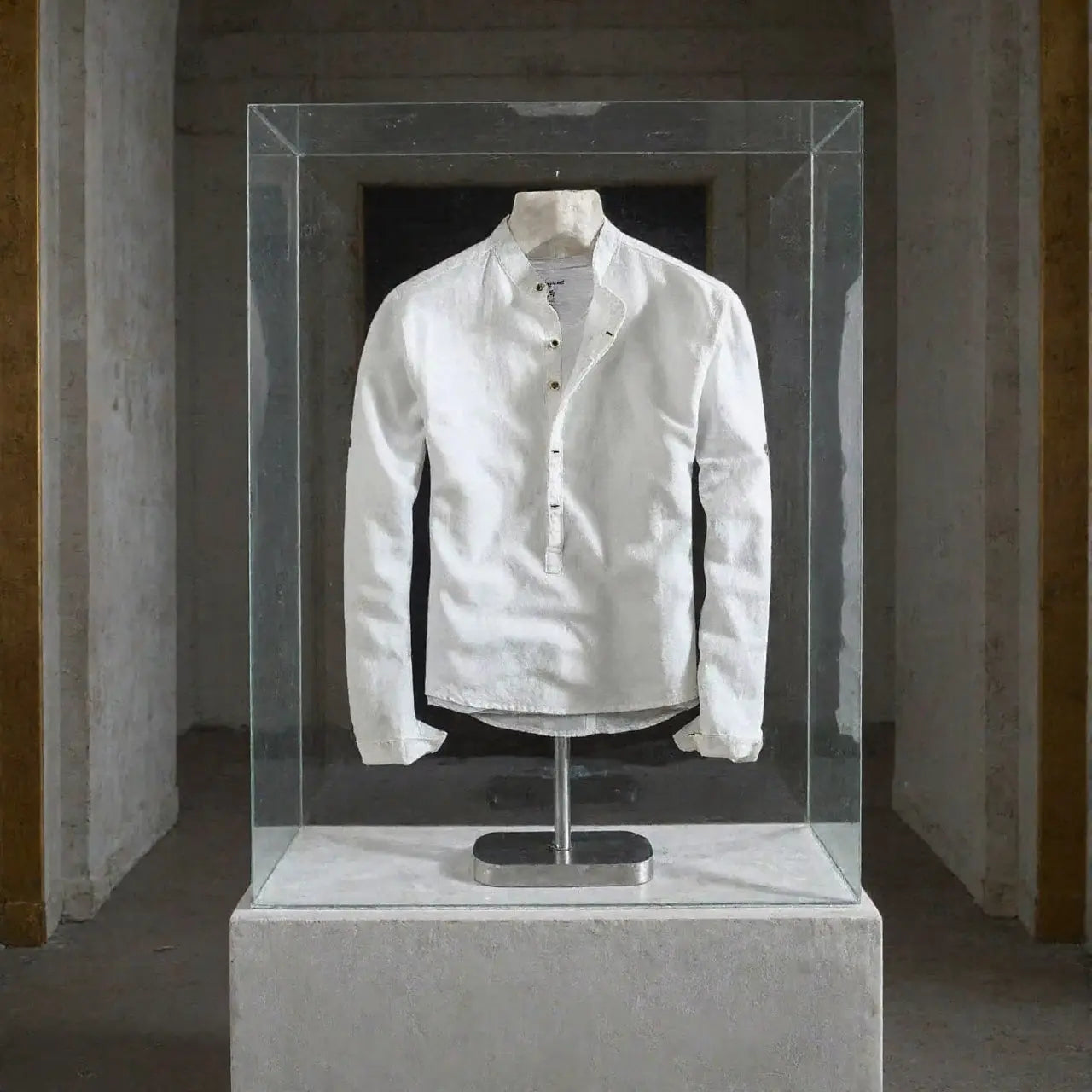 Camisa de lino Manga Larga cuello mao