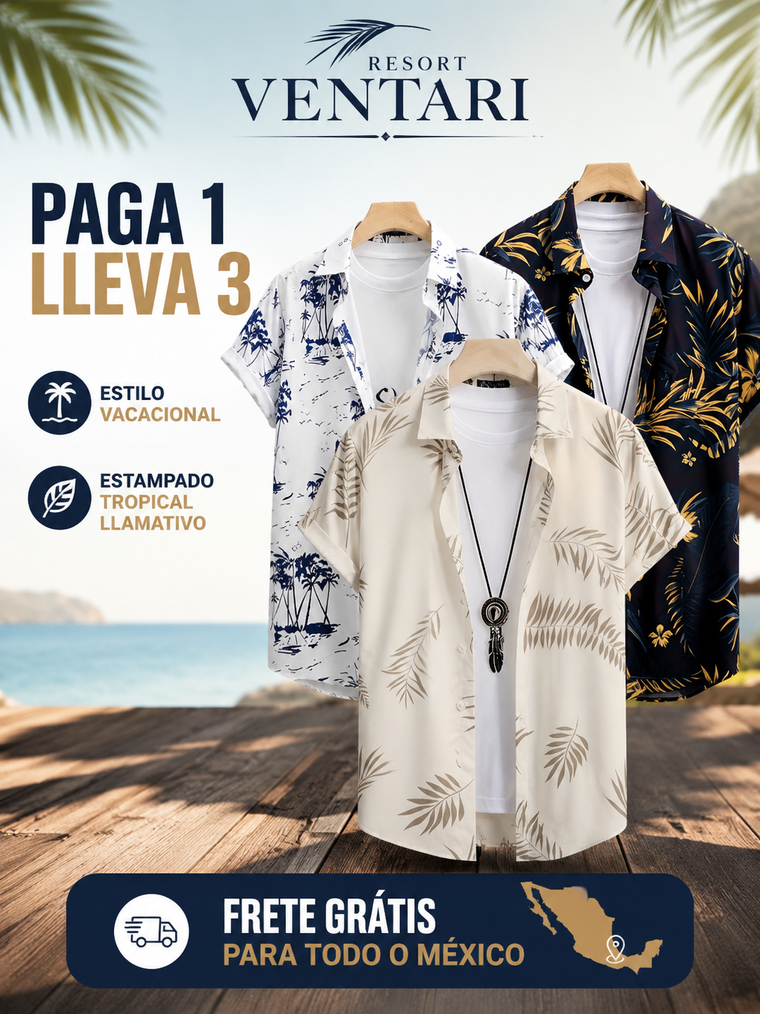 Kit de 3 Camisas Resort Ventari para Hombre