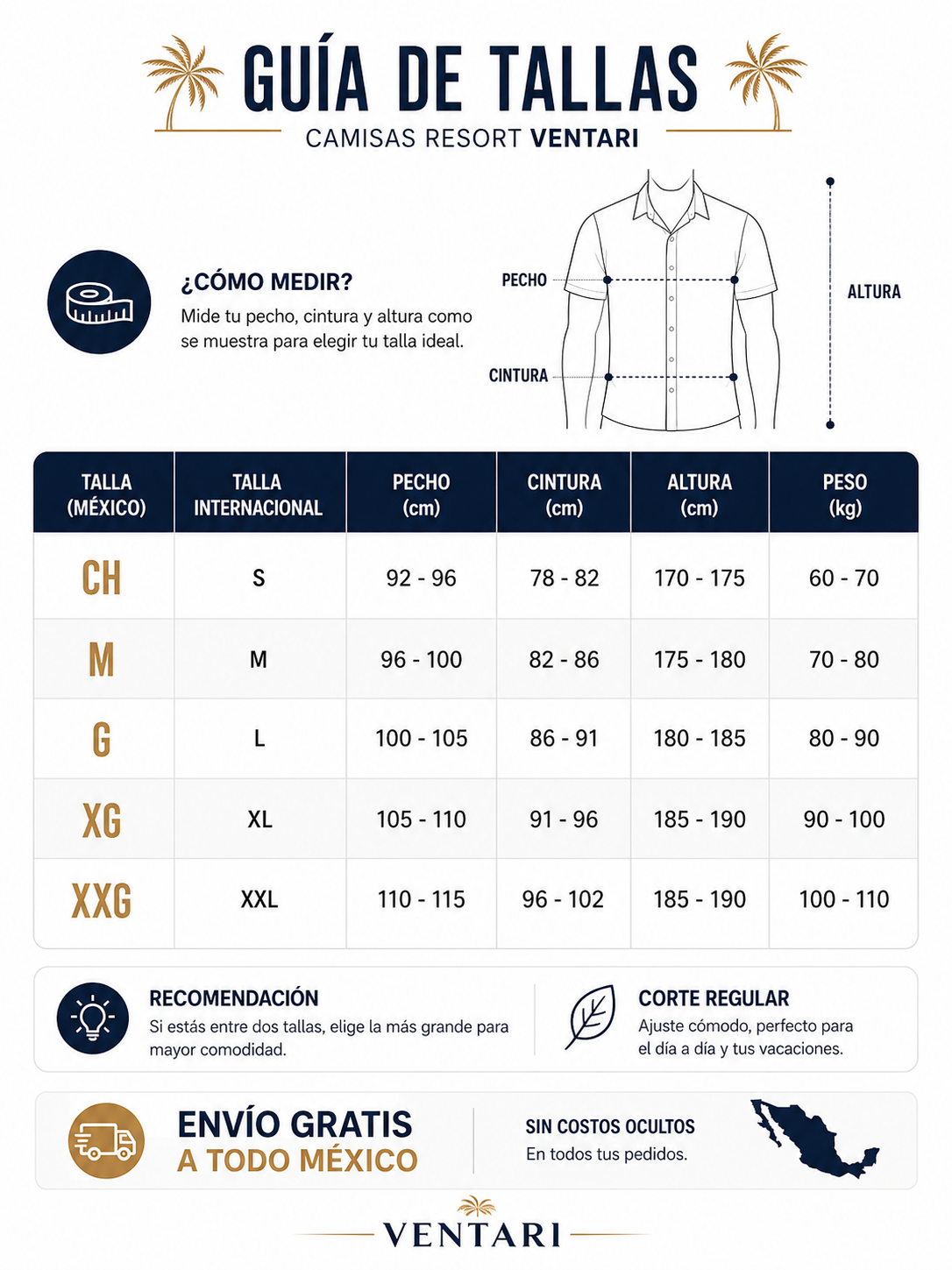 Kit de 3 Camisas Resort Ventari para Hombre