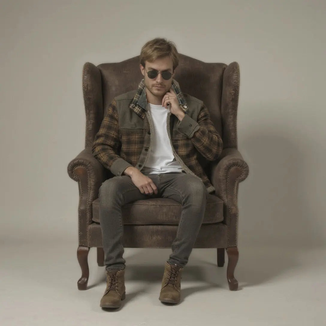 Plaid jacket with fleece lining