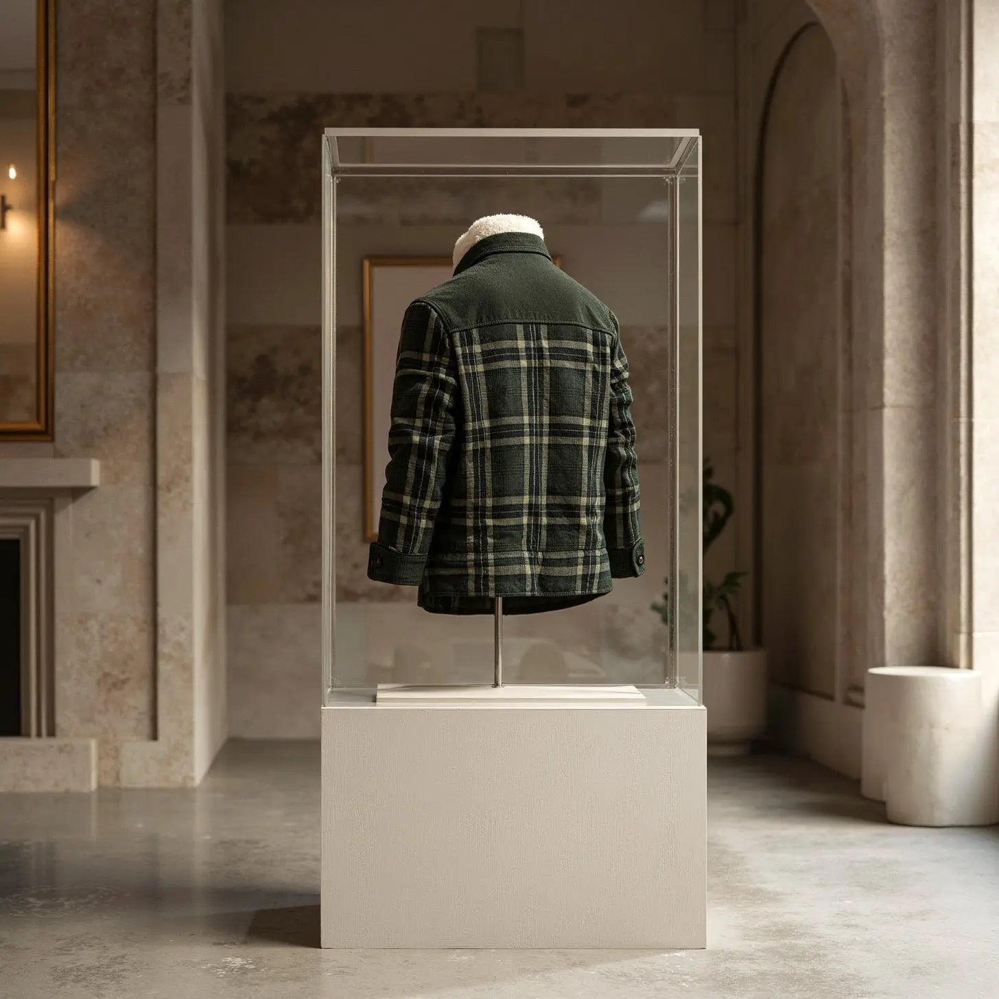 Plaid jacket with fleece lining