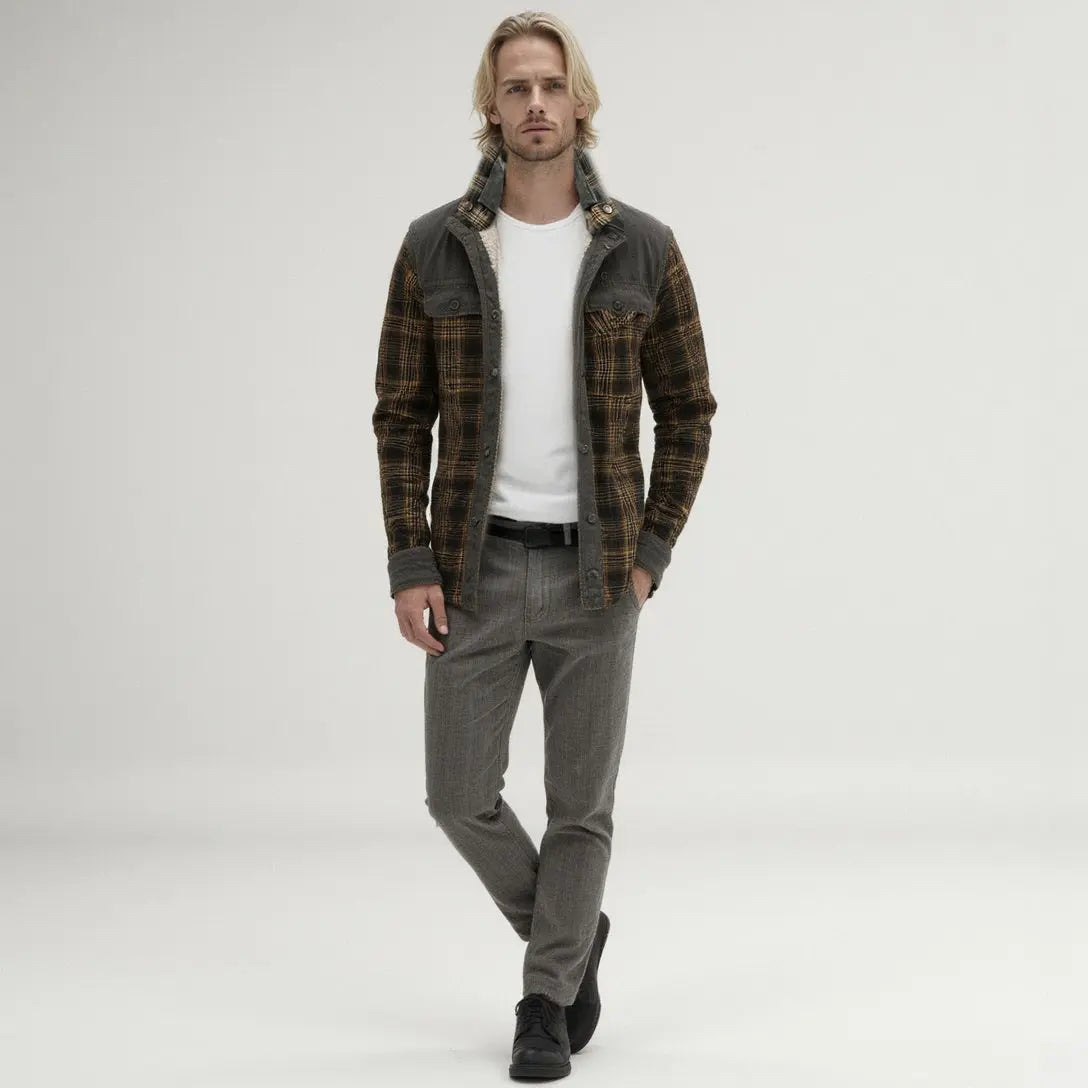 Plaid jacket with fleece lining