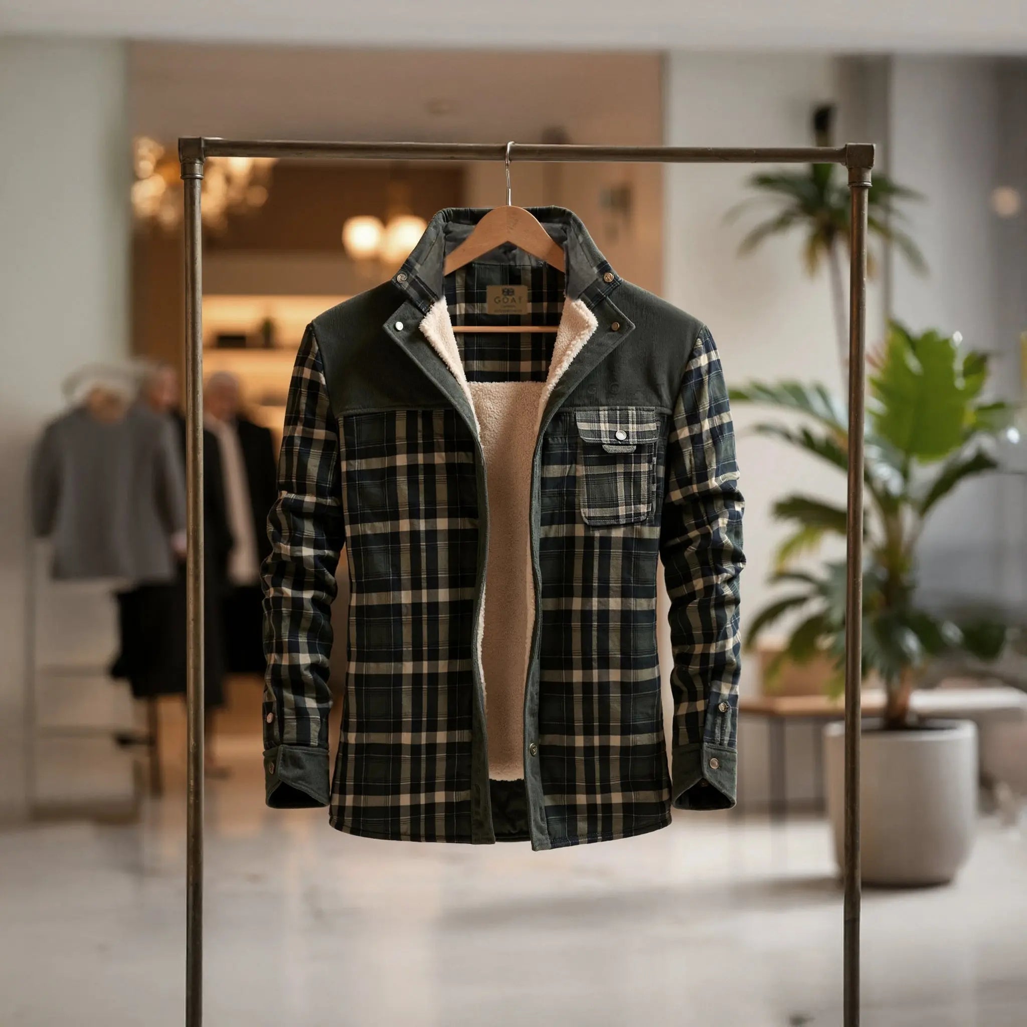 Plaid jacket with fleece lining