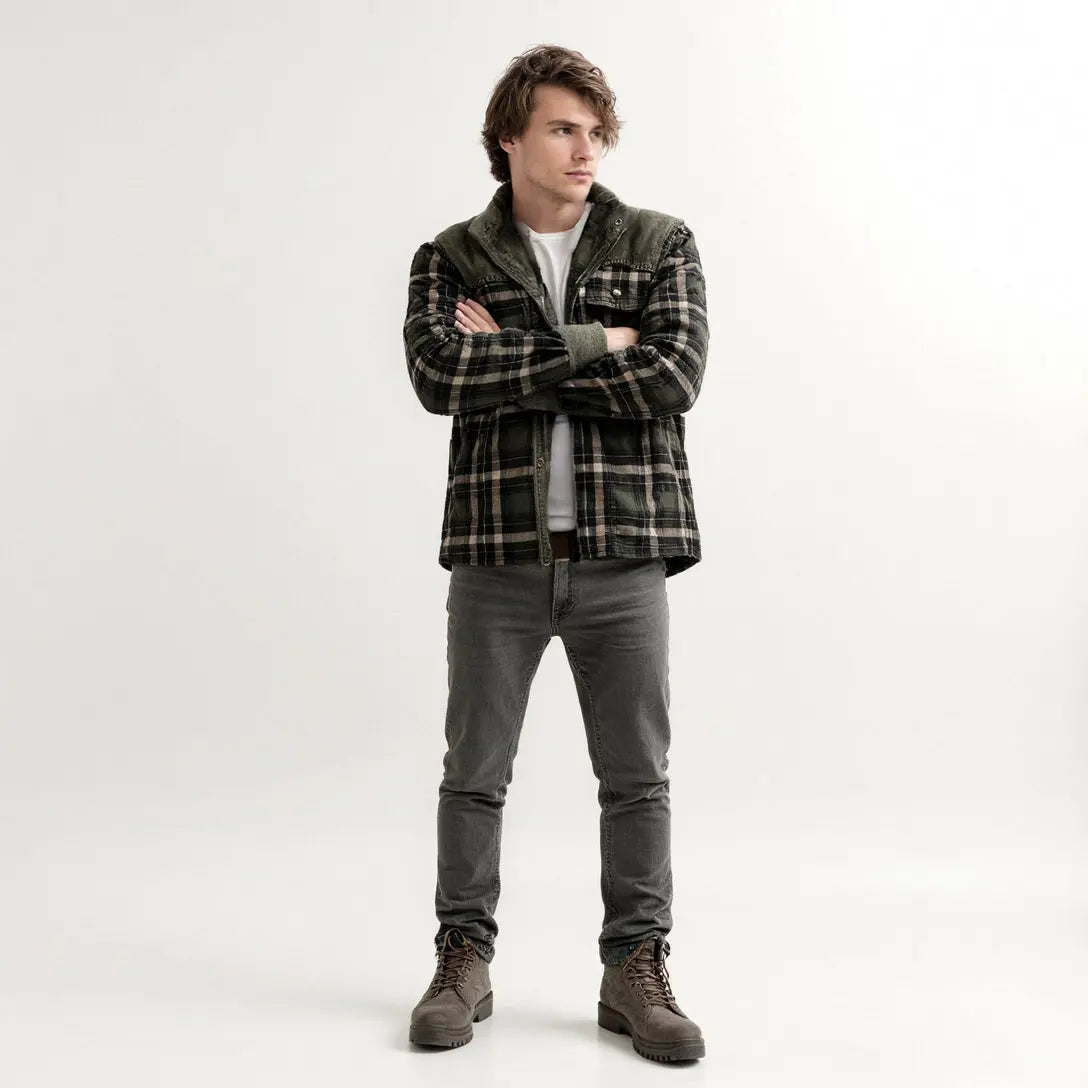 Plaid jacket with fleece lining