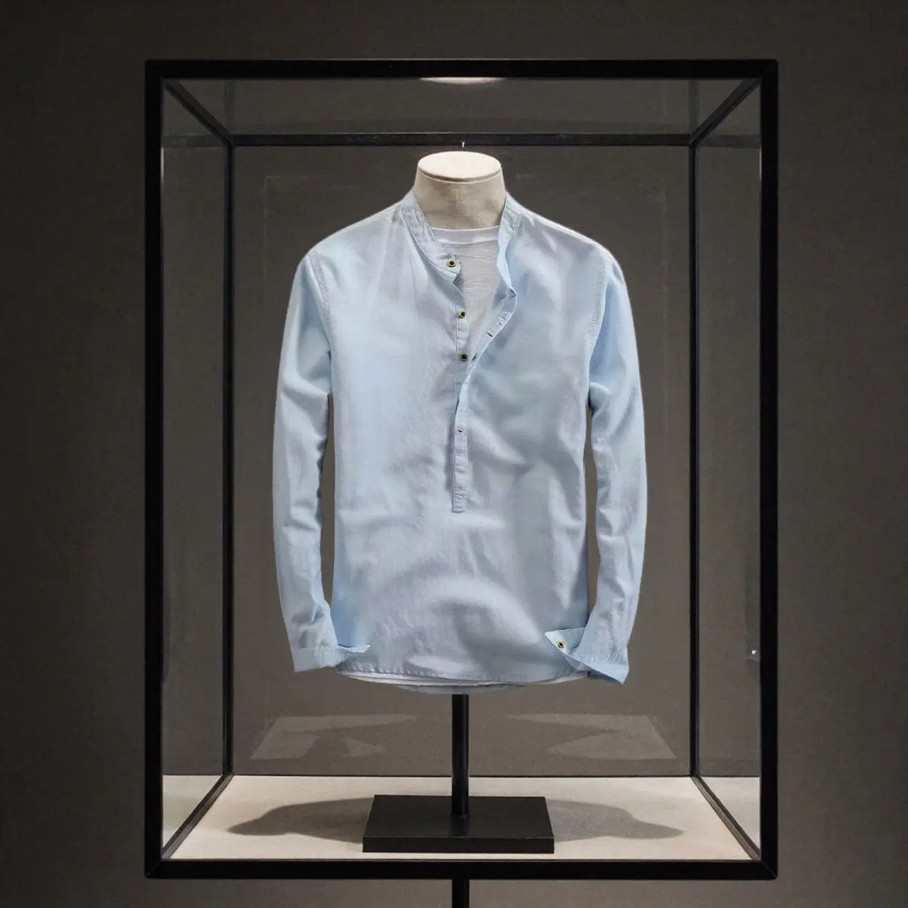 Camisa de lino Manga Larga cuello mao