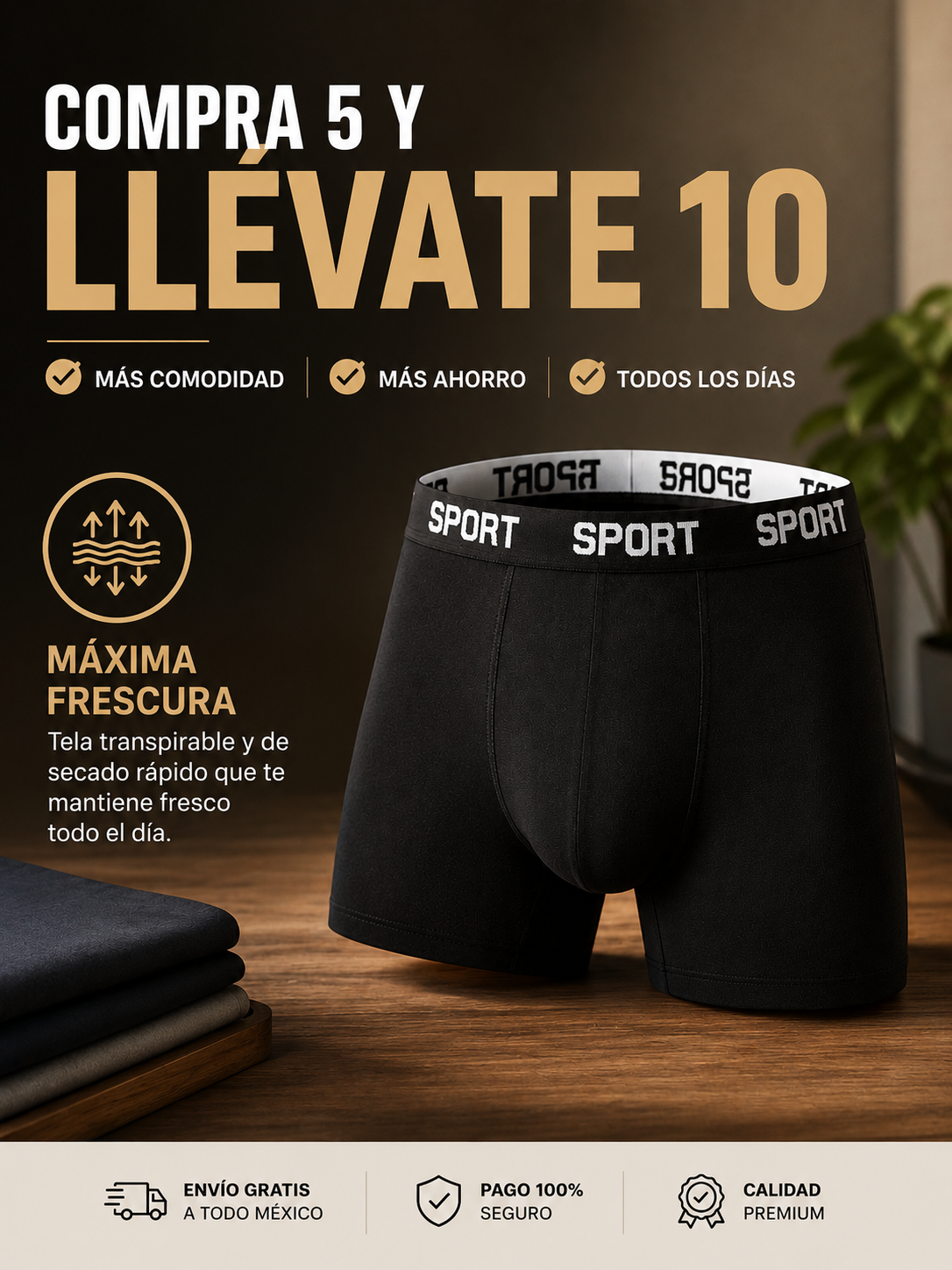 Bóxer SPORT Premium | Compra 5 y Recibe 10