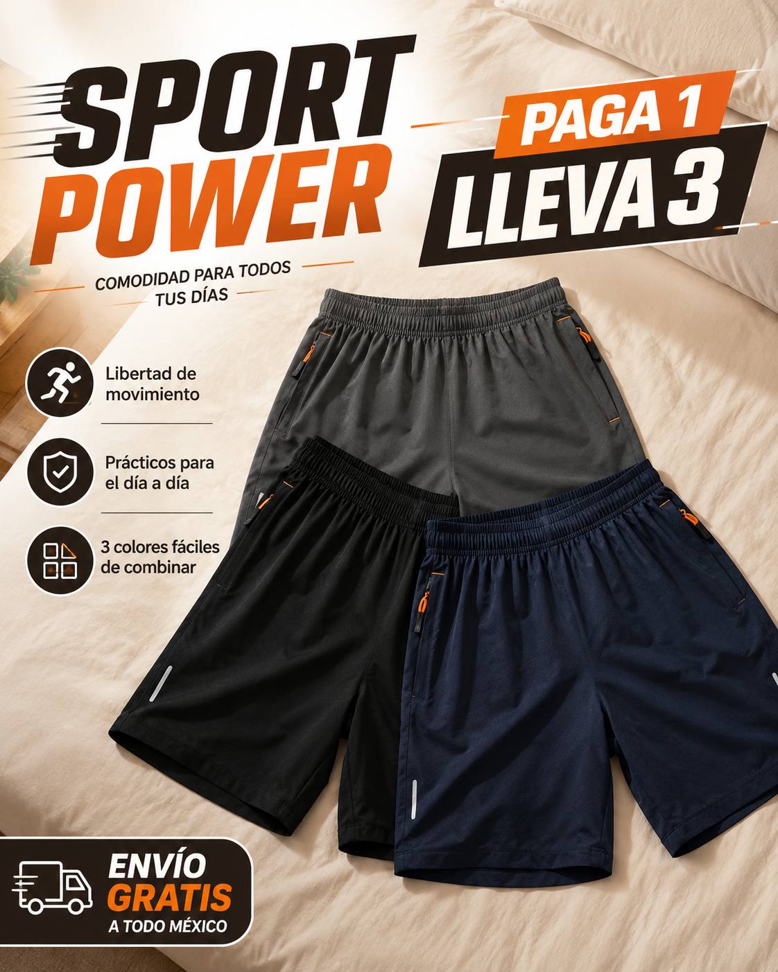 Kit 3 Shorts SportPower | Comodidad y Libertad de Movimiento